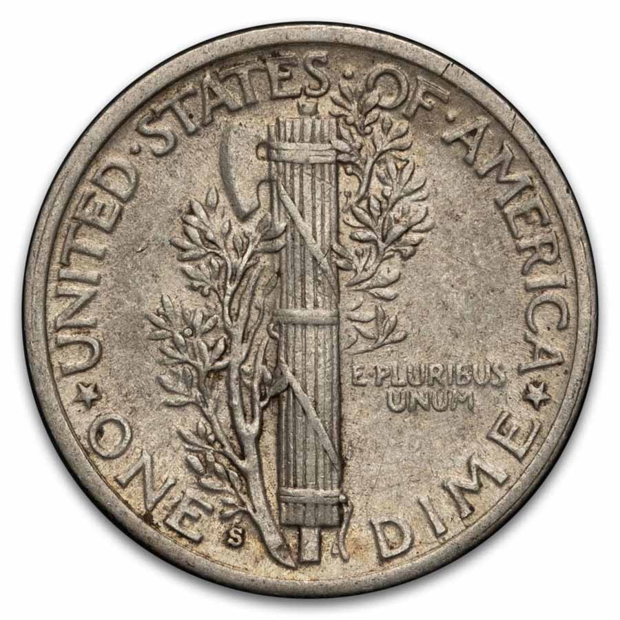1941-S Mercury Dime 50-Coin Roll Avg Circ