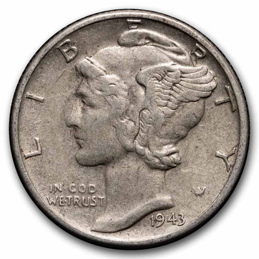 1943 Mercury Dime 50-Coin Roll Avg Circ
