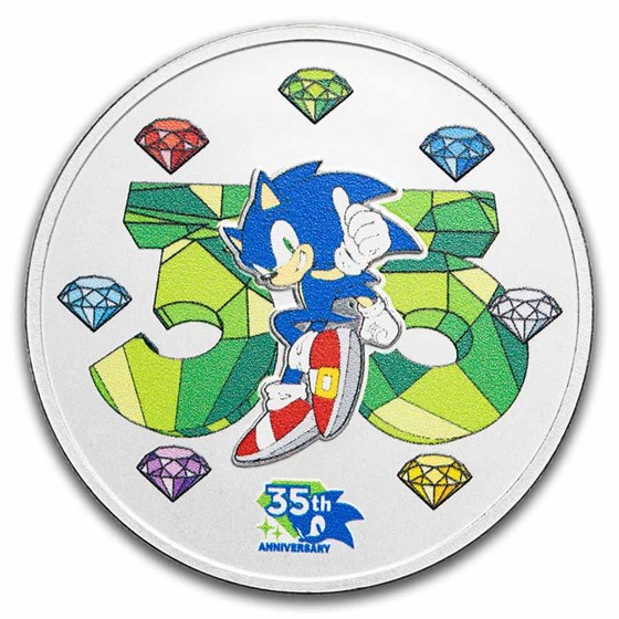 Sonic the Hedgehog 35th Anniversary 1 oz Silver Round (w/TEP)