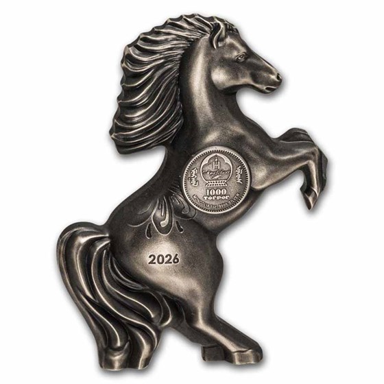 2026 Mongolia 1 oz Silver Antique Lunar Wild Horse Shaped Coin