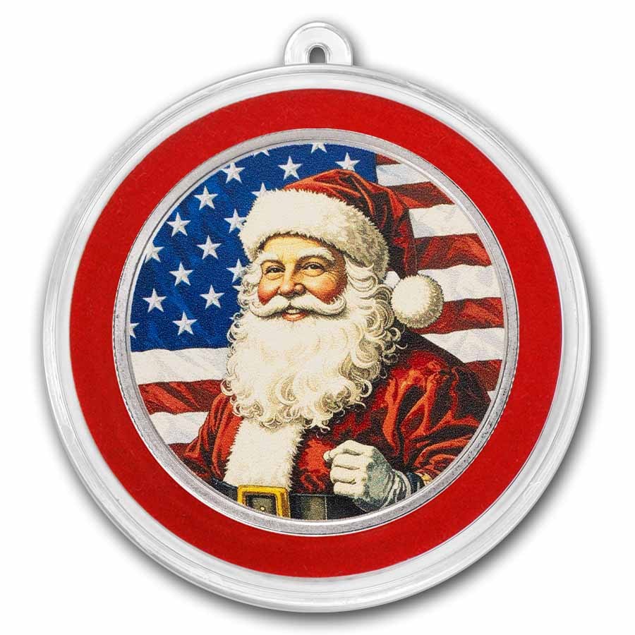 2026 1 oz Silver Colorized Round - Patriotic American Santa