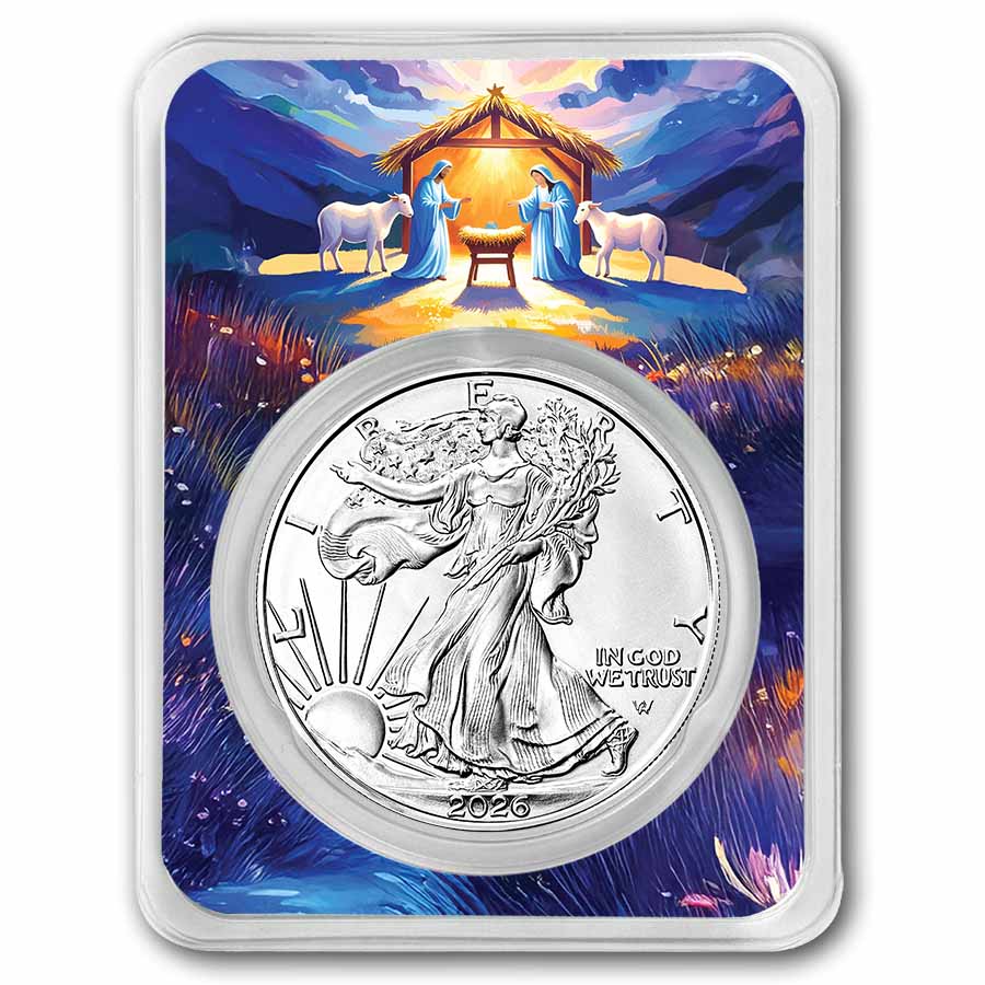 2026 1 oz American Silver Eagle - w/Colorful Nativity Card