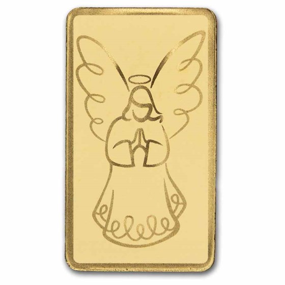 1/2 gram Gold Bar - Angel &amp; Praying Hands (Dove &amp; Cross Card TEP)
