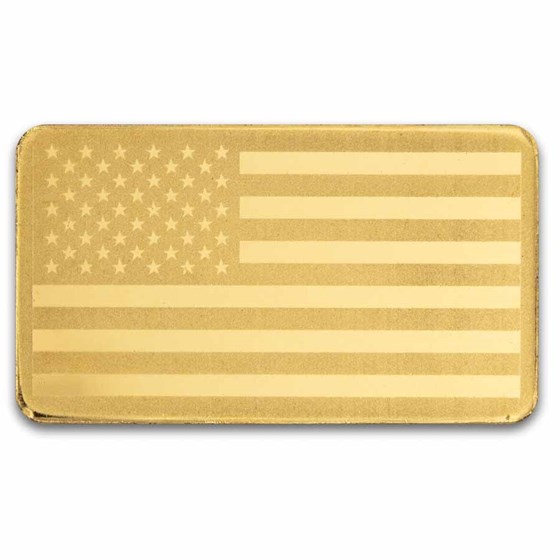 1/2 gram Gold Bar - United States Flag &amp; Statue of Liberty