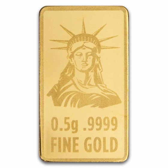 1/2 gram Gold Bar - United States Flag &amp; Statue of Liberty