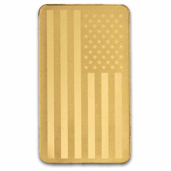 1 gram Gold Bar - United States Flag &amp; Statue of Liberty