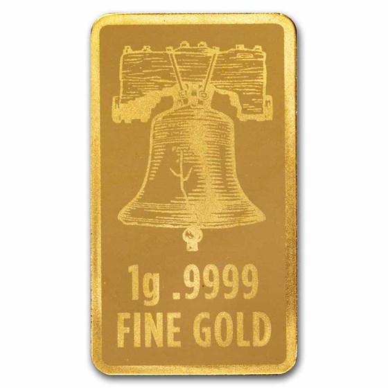 1 gram Gold Bar - American Betsy Ross Flag &amp; Liberty Bell