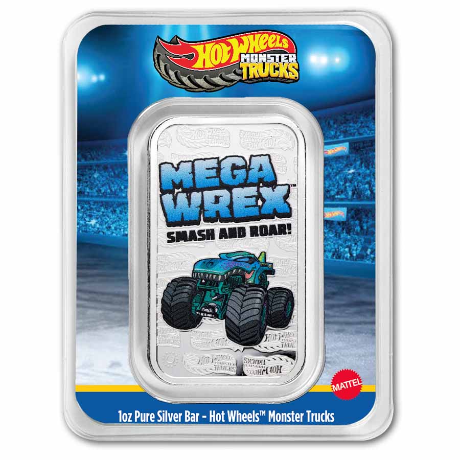1 oz Silver Hot Wheels™ Monster Truck Mega Wrex Colorized Bar