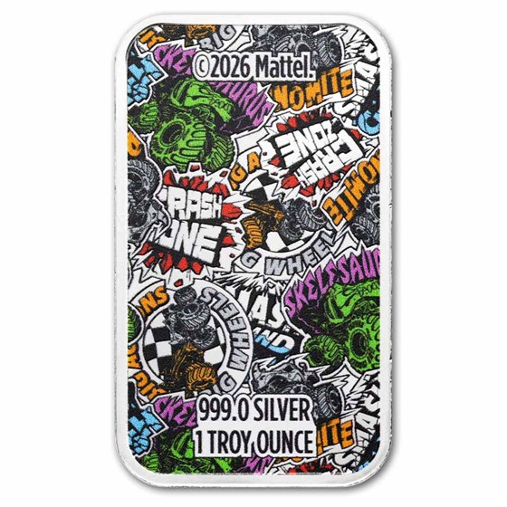 1 oz Silver Hot Wheels™ Monster Truck Mega Wrex Colorized Bar