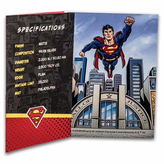 2025 2.5 oz Silver Comic Art Superman Medal (w/Box &amp; COA)