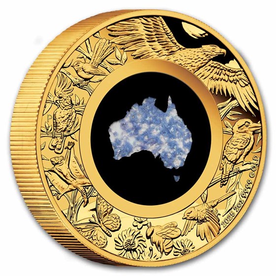 2025 AUS 2 oz Gold Blue Lepidolite Great Southern Land Proof