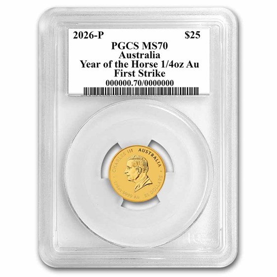 2026 Australia 1/4 oz Gold Lunar Horse MS-70 PCGS (FS, Red Label)