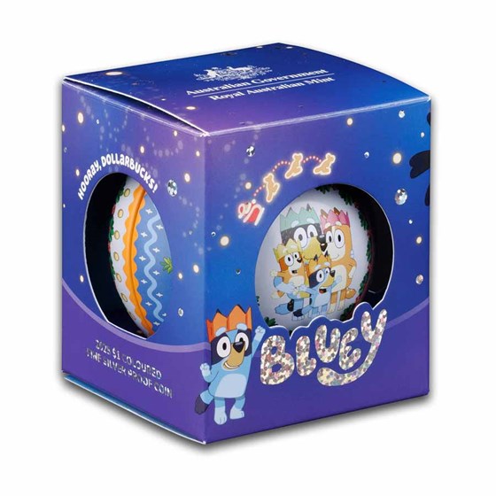 2025 Australia $1 Proof Silver Bluey Christmas Colorized