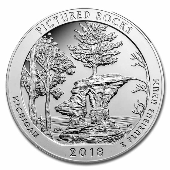 2018 5 oz Silver ATB Pictured Rocks MS-69 DPL NGC (ER/FR)