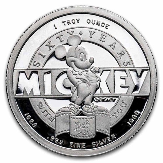 1 oz Silver Round - Mickey Mouse 60 Years Leader of the Band