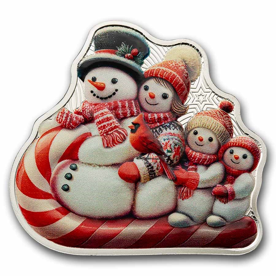 2025 PAMP 1 oz Silver Shaped & Colorized Snowman Sleigh Ride