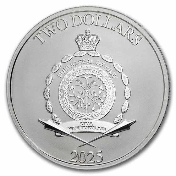 2025 Niue 1 oz Silver $2 Mickey Christmas (MD® Premier + PCGS FS)