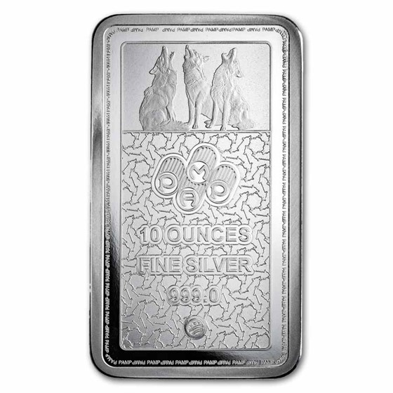 10 oz Silver Bar - PAMP Suisse Into the Wild - Wolf