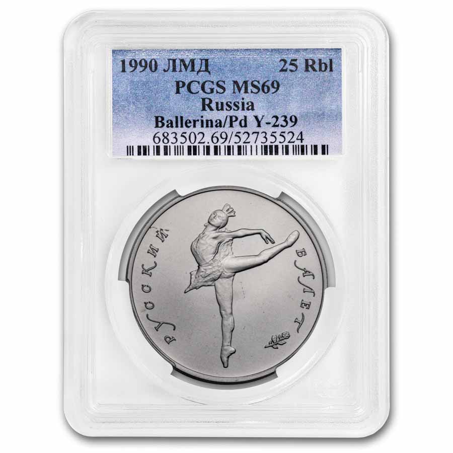 1990 Russia 1 oz Palladium Ballerina MS-69 PCGS