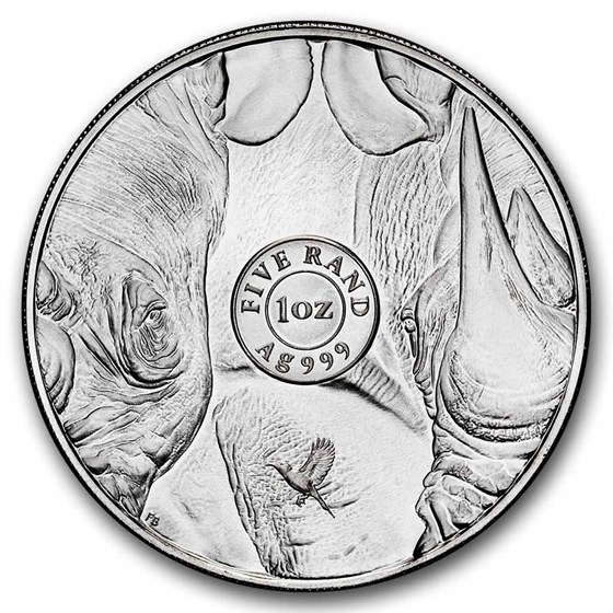 2025 South Africa 1 oz Silver Big Five Rhino BU (In Blister Pack)