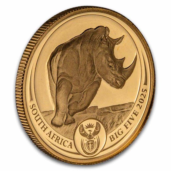 2025 South Africa 1/4 oz Proof Gold Big Five Rhino (w/ Box &amp; COA)