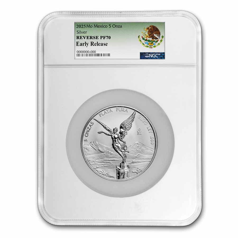 2025 Mexico 5 oz Silver Reverse Proof Libertad PF-70 NGC (ER)