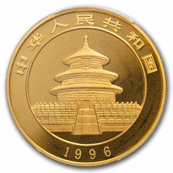 1996 China 1 oz Gold Panda Large Date MS-68 PCGS
