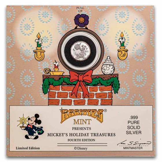 1/10 oz Silver Round - 1990 Mickey's Holiday Treasures (Rarities)