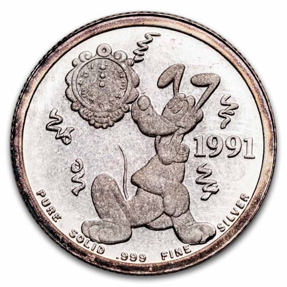 1/10 oz Silver Round - 1990 Mickey's Holiday Treasures (Rarities)
