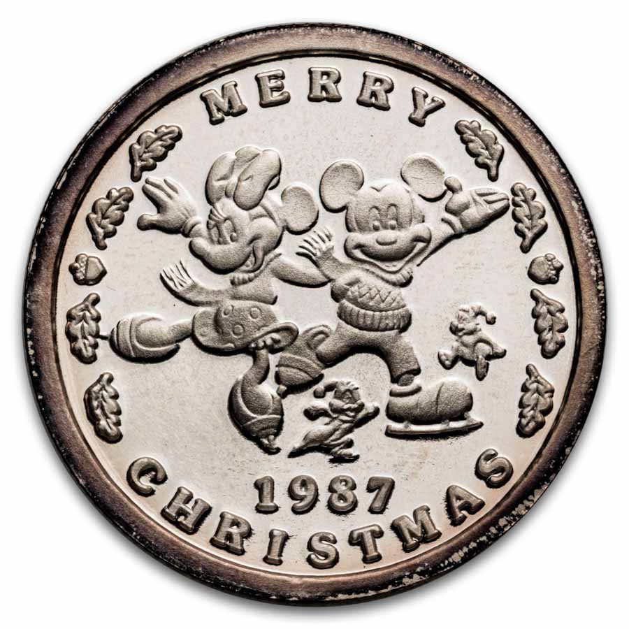 1 oz Silver Round - 1987 Mickey's Holiday Treasures (Rarities)