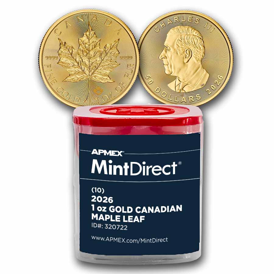 2026 Canada 1 oz Gold Maple Leaf (10-Coin MintDirect® Tube)