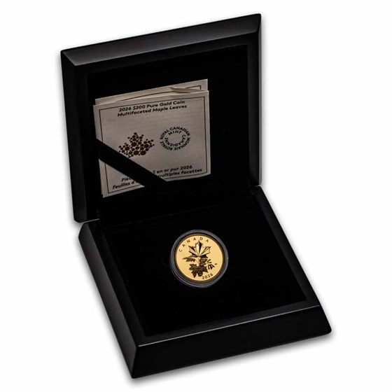 2026 Canada 1 oz Gold $200 Multifaceted Maple Leaves (Box/COA)