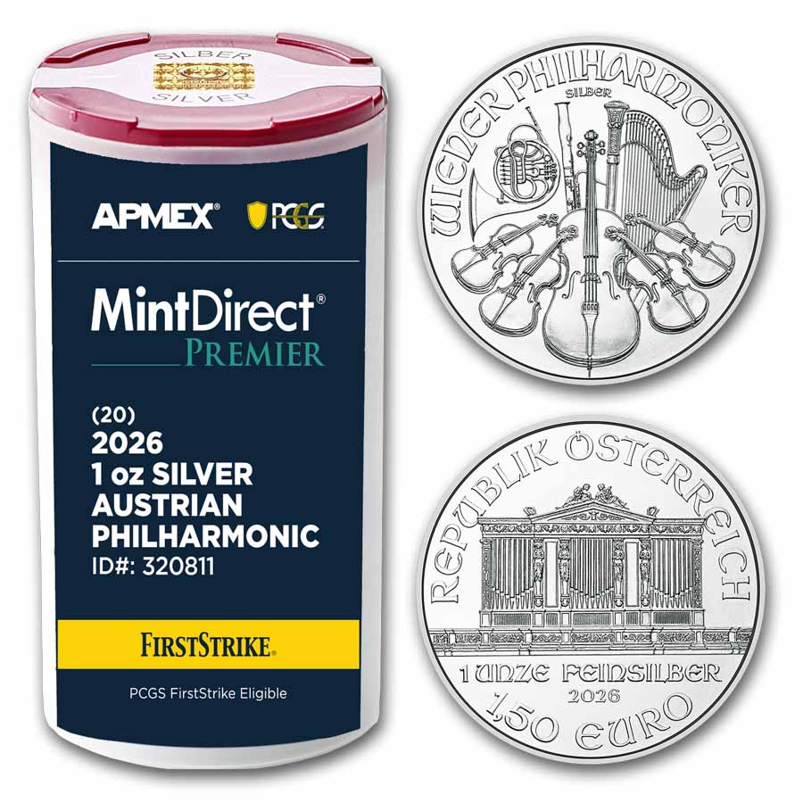 2026 1 oz Ag Philharmonic (20-Coin MD® Premier Tube + PCGS FS®)