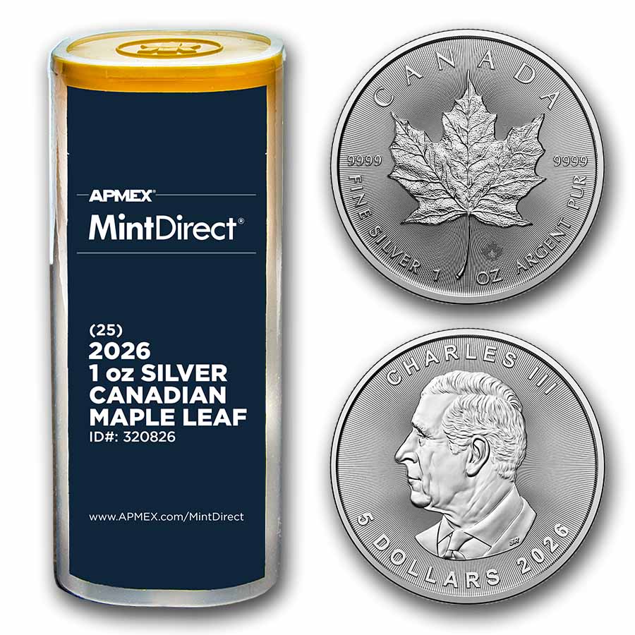 2026 Canada 1 oz Silver Maple Leaf (25-Coin MintDirect® Tube)