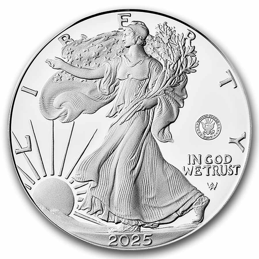2025-S Proof Silver Eagle PR-70 PCGS (Navy Privy, AR, Damstra)