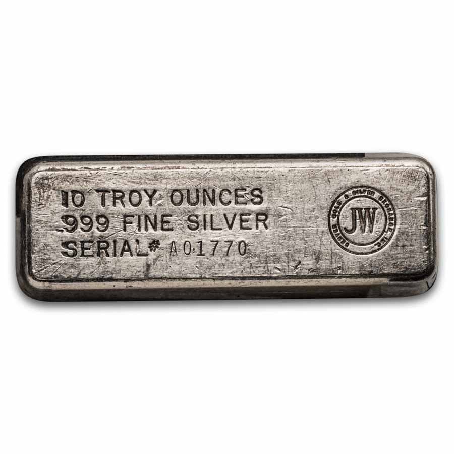 10 oz Silver Bar - Vintage JW Denver Gold & Silver Exchange