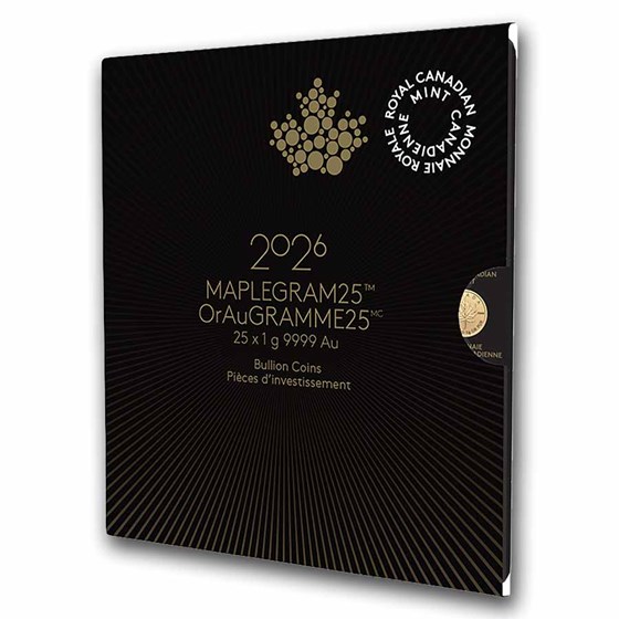 2026 25x 1 gram Gold Maple Leafs Maplegram25™ (In Assay Sleeve)