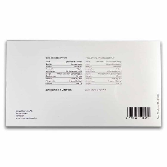 2025 Austria Silver €10 Traditional and Trendy: Leather (Card)