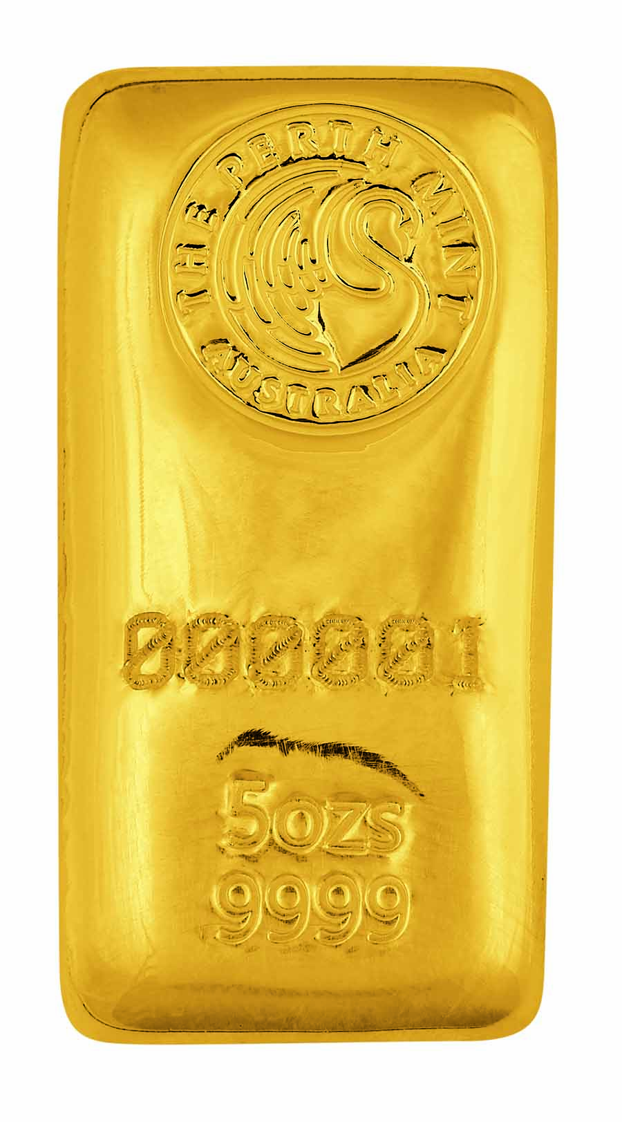 5 oz Gold Bar - Perth Mint (Cast, Serialized)