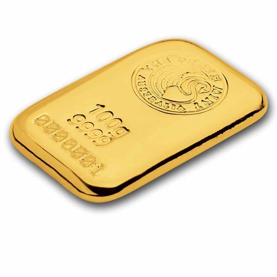 100 gram Gold Bar - Perth Mint (Cast, Serialized)