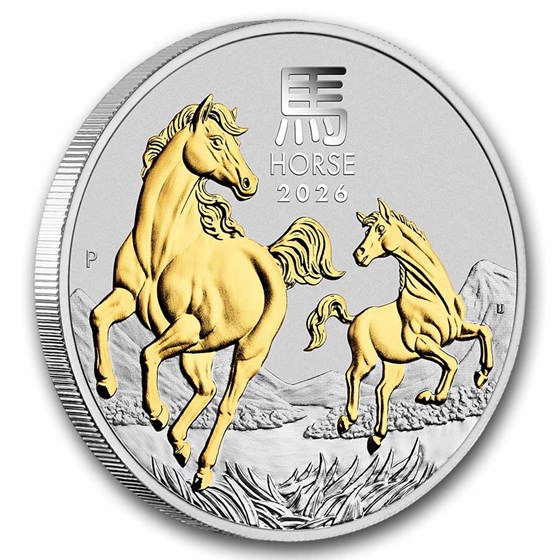 2026 Australia 1 oz Silver Lunar Horse (Gilded, w/ Box)