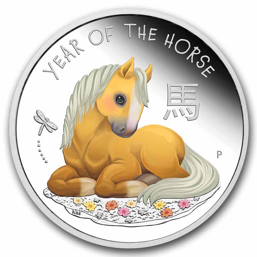 2026 Tuvalu 1/2 oz Silver Lunar Baby Horse Proof (Colorized)