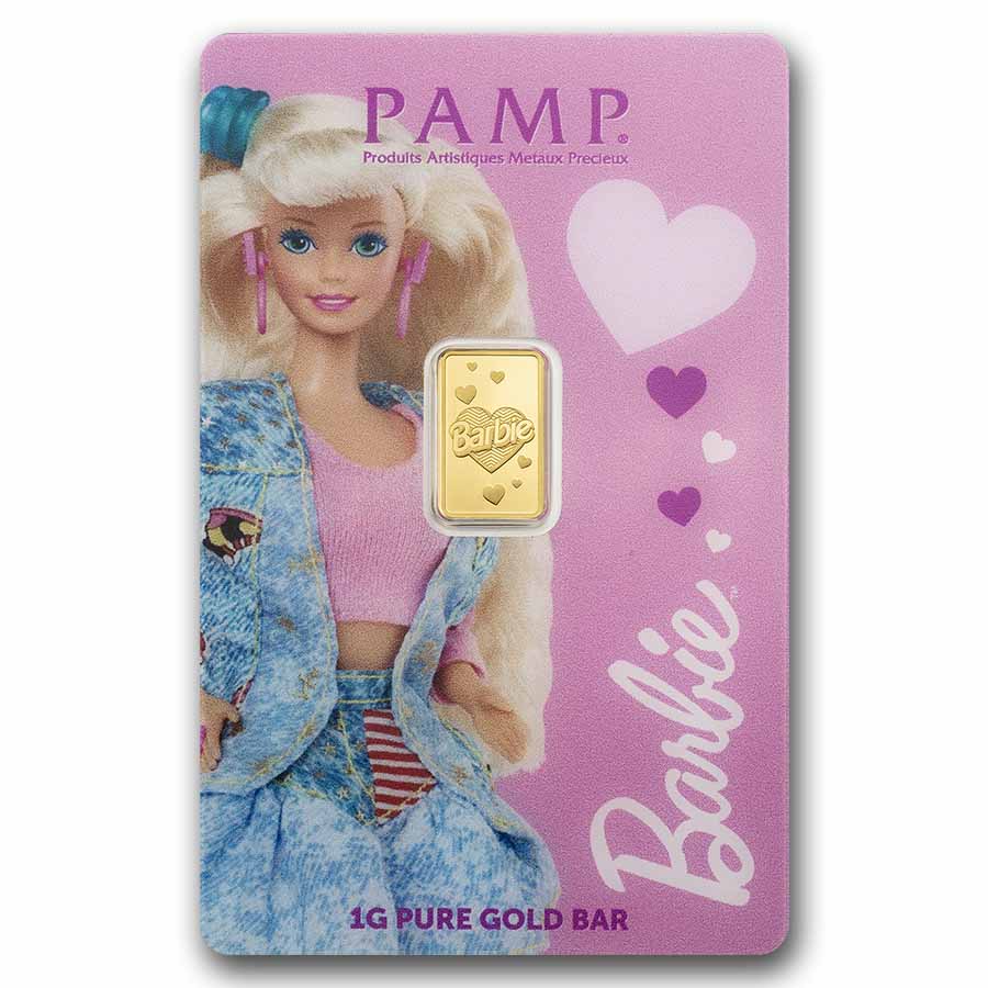 1 gram Gold Bar - PAMP Barbie™ Valentine's Day (In Assay)
