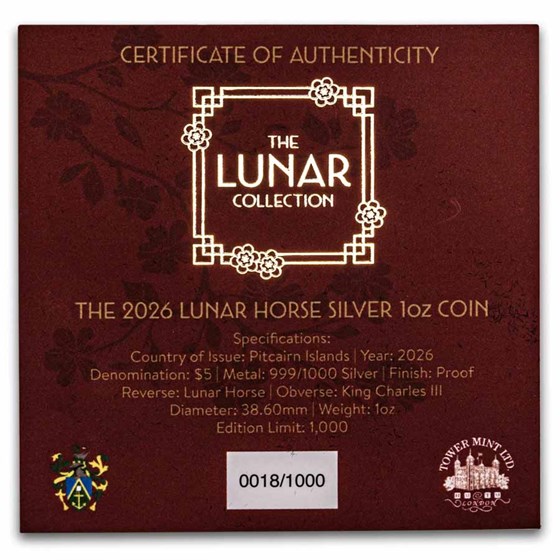 2026 Pitcairn Islands 1 oz Silver Lunar Year of the Horse Proof