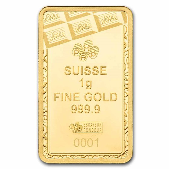 1 gram Gold Bar - PAMP Willy Wonka Bar (In Assay w/ Sleeve)