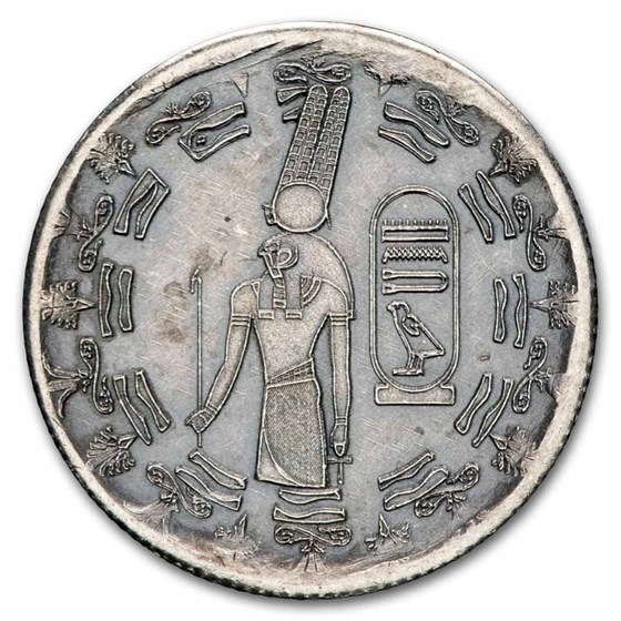 1 gram Silver Round - Old World Style Egyptian God Montu