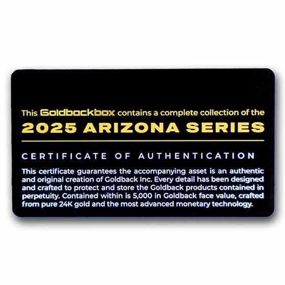 2025 Arizona Series GoldbackBox - 5,000 Face Value Set