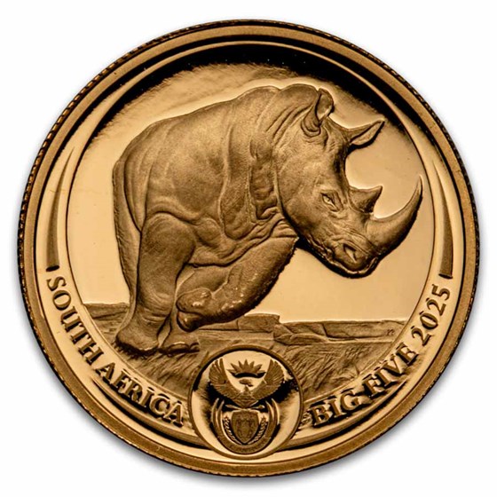 2025 South Africa 2-Coin Gold Big Five Rhino Proof Set Box &amp; COA