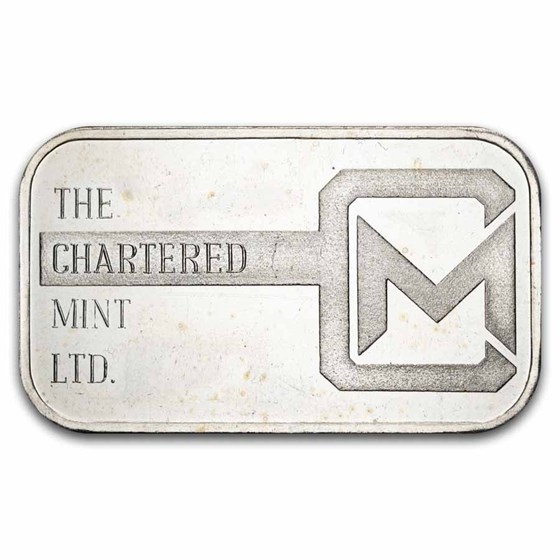 1 oz Silver Bar - The Chartered Mint Ltd. (Mocatta Metals Corp)