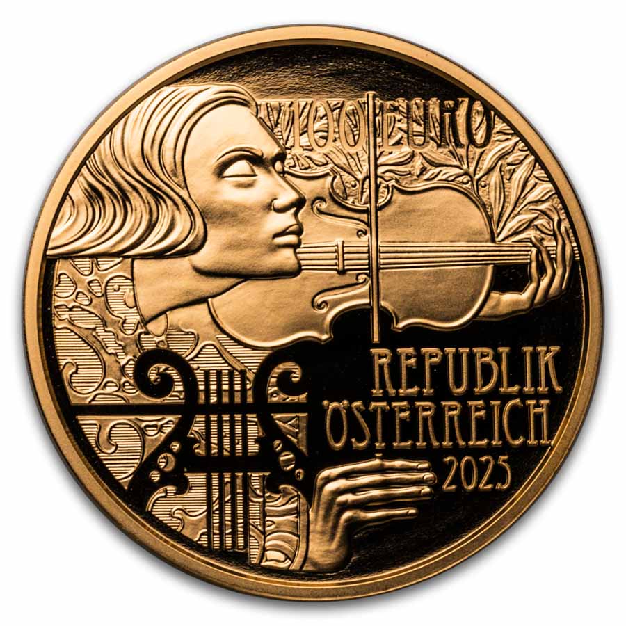 2025 Austria Pf Gold €100 125 Yrs Vienna Symphony Orchestra